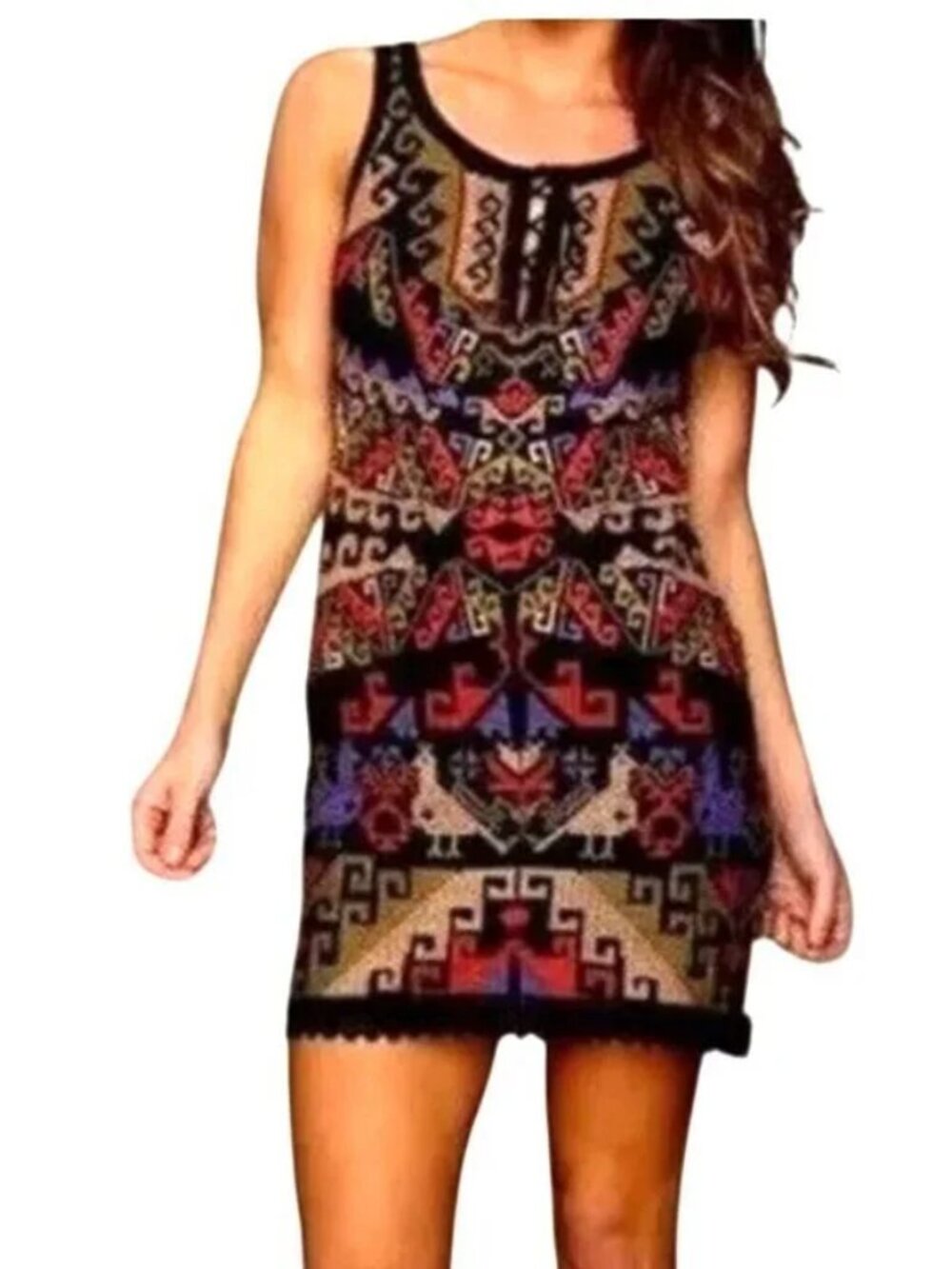 Free People Aztec Cross Stitch Mini Dress NWT